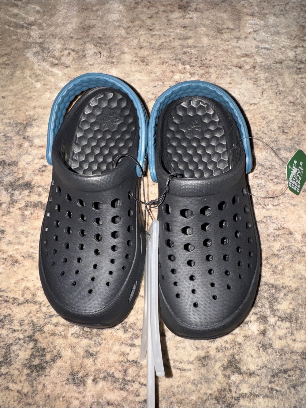 Kids Black and Blue Lightweight Slip-On Sandals